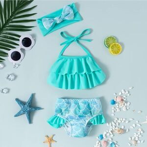 NWT Two Piece Ruffle Mermaid Bikini for Toddler Beach Swimming